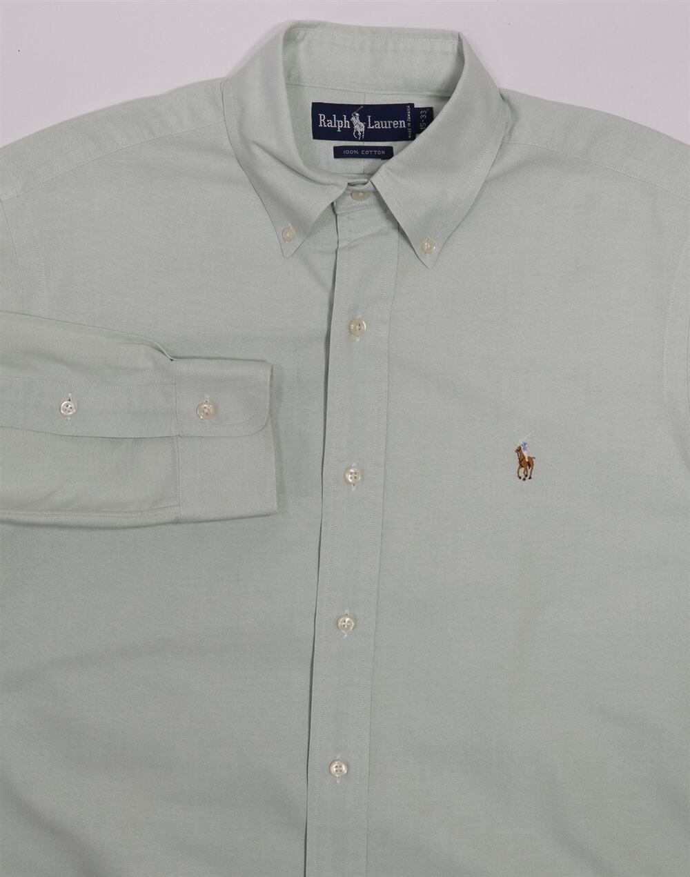 Ralph Lauren Mens Vintage Green Oxford Button-Up Dress Shirt 15-33